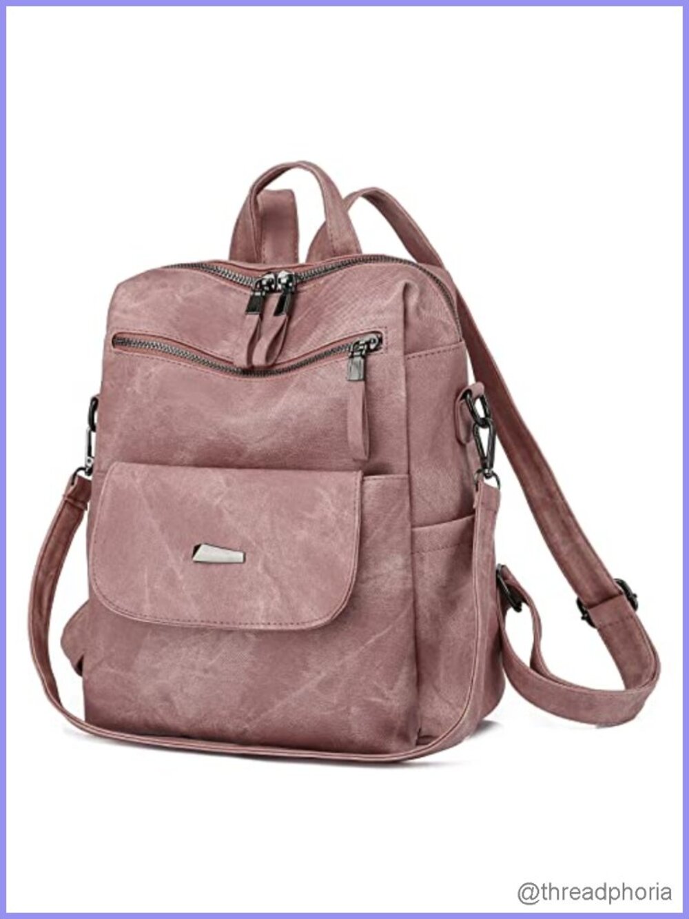 Women's Faux Leather Anti-Theft Waterproof Convertible Backpack Handbag